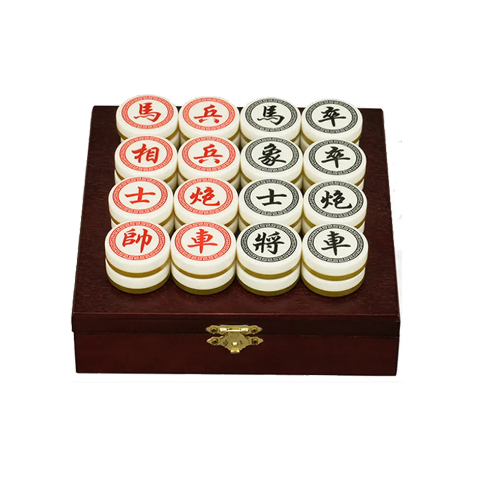 Chinese Chess Xiang Qi Wooden box Acrylic Pieces Diameter 35mm Folding PVC board 32Pcs/Set Puzzle Game Kids Gift BSTFAMLY C03 | Спорт и