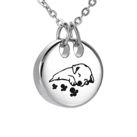 ijd9941 minicremation sleeping dog stainless steel tag urn necklace memorial pets ashes locket keepsake pendant jewelry holder
