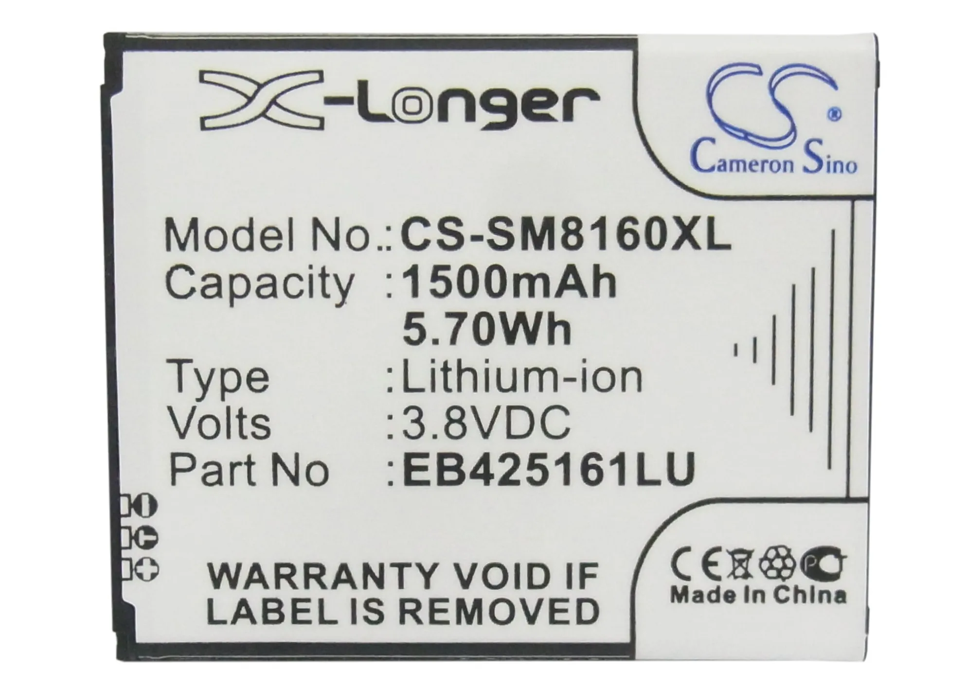 Аккумулятор Cameron Sino 1500 мАч EB425161LU для Samsung I8160 I8160P S7560 S7560M S7562 S7562i S7568 s772 S7582 S7898i i7592