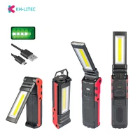 usb rechargeable working light dimmable cob led flashlight inspection lamp with magnetic base hook outdoor power bank