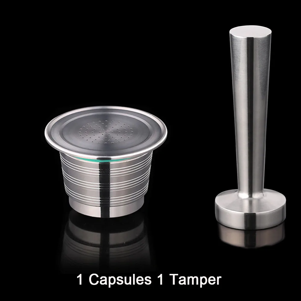 1 Capsule 1 Tamper Многоразовые капсулы кофе Nespresso трамбовочный набор многоразового использования из нержавеющей стали Эспрессо Pod фильтр перезаряжаемый Nespresso кофе инструмент - Цвет: 1 Capsule 1 Tamper