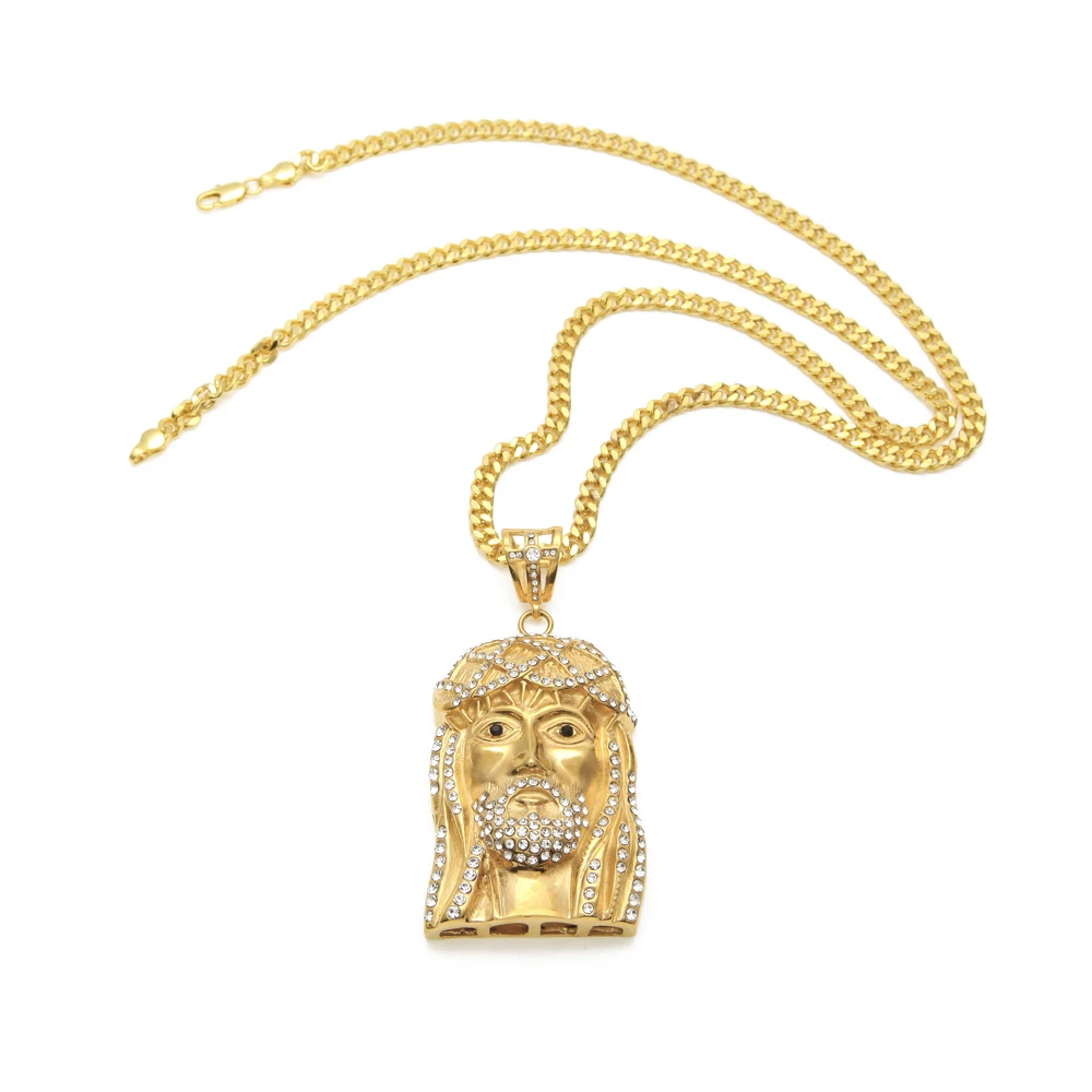 Модные ювелирные изделия Золотая подвеска в стиле хип-хоп виде головы Иисуса