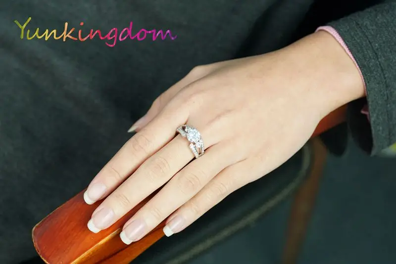 Yunkingdom классический свадебный Кристалл Кольца Ювелирные изделия Женский костюм