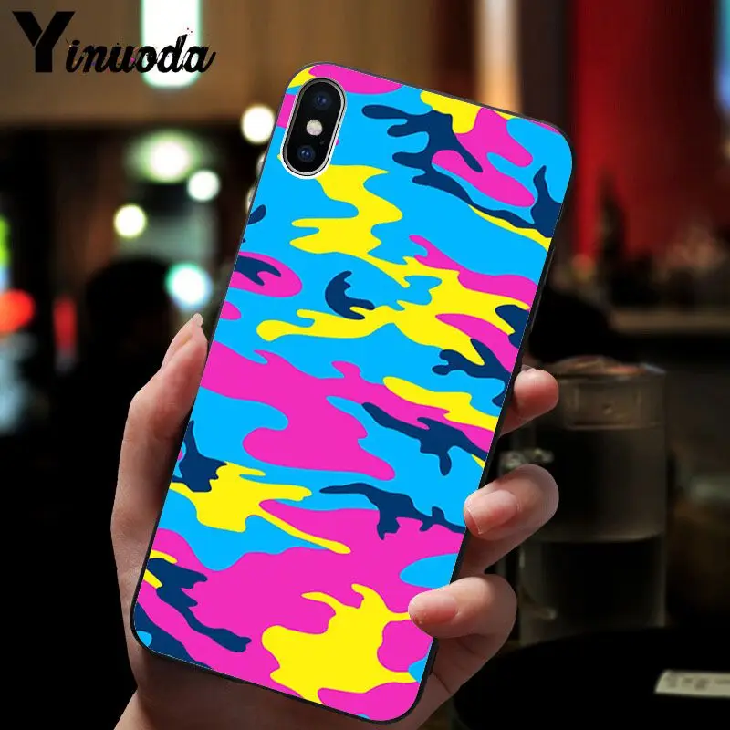 Yinuoda Камуфляжный Мягкий силиконовый чехол для телефона из ТПУ Apple iPhone 8 7 6 6S Plus X XS MAX
