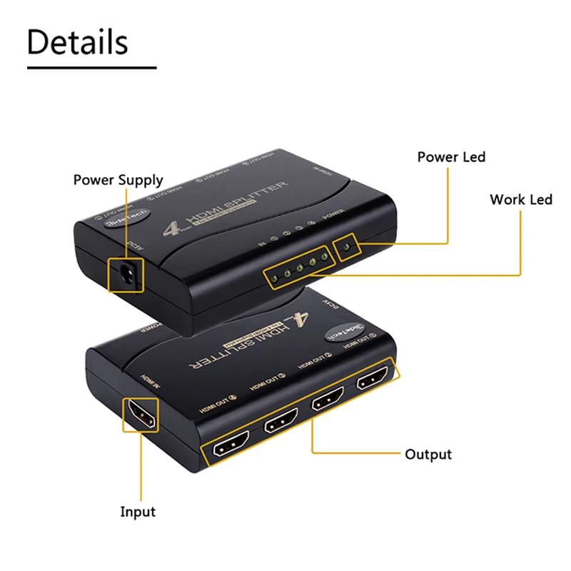 4 Порты и разъёмы 1080 P HDMI сплиттер случае 1 в из ПК Monitor Audio на несколько дисплеев