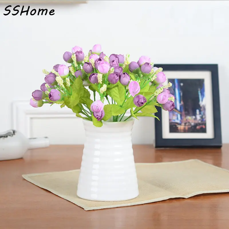 Зеленый искусственные растения поддельные Цветочные Пластик шелковые цветы