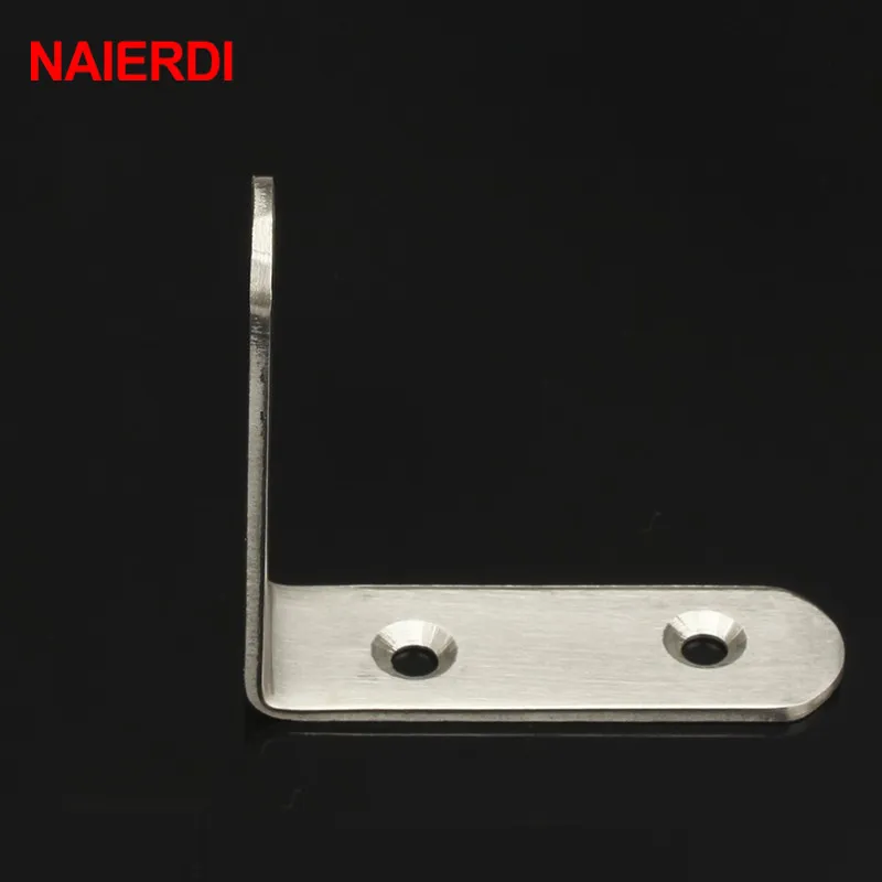NAIERDI 2pcs 40x40x16mm Practical Stainless Steel Corner Brackets Joint Fastening Right Angle 2MM Thickened Furniture Bracket |