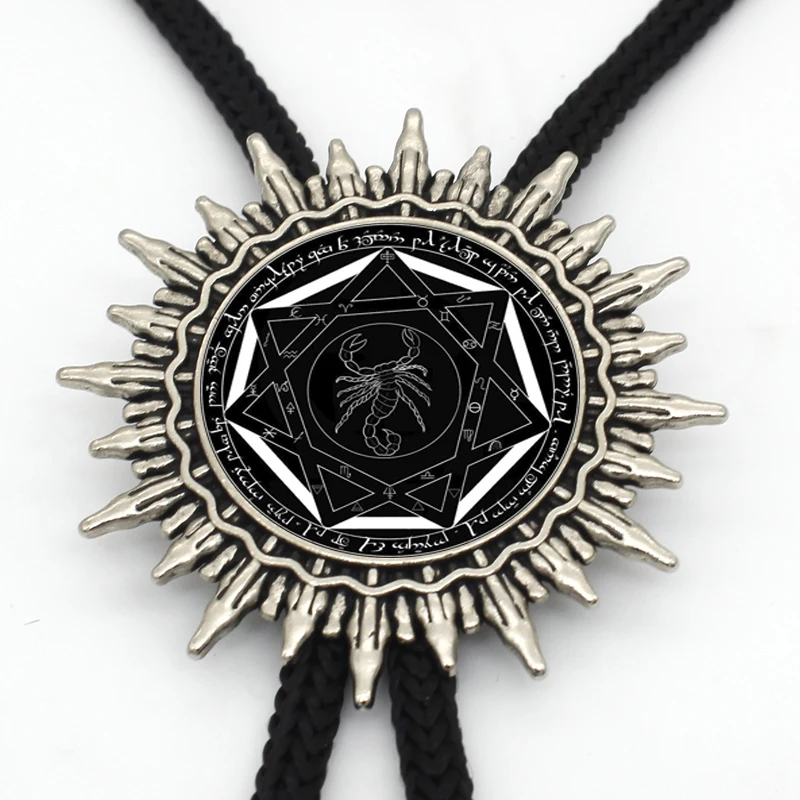 BOLO-008 Новое поступление Сверхъестественное Devils Trap Western Bolo Tie стимпанк стеклянный купол Devil's Trap шейный галстук ювелирные изделия для женщин и мужчин - Окраска металла: 1