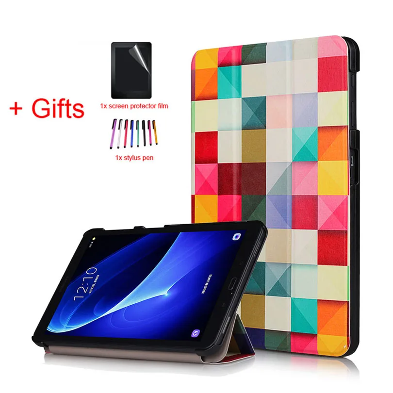 HLF Умный Магнитный чехол для samsung Galaxy Tab A 10,1 T580 T585 SM-T580 SM-T585, защитный чехол с подставкой+ пленка+ ручка - Цвет: HLF