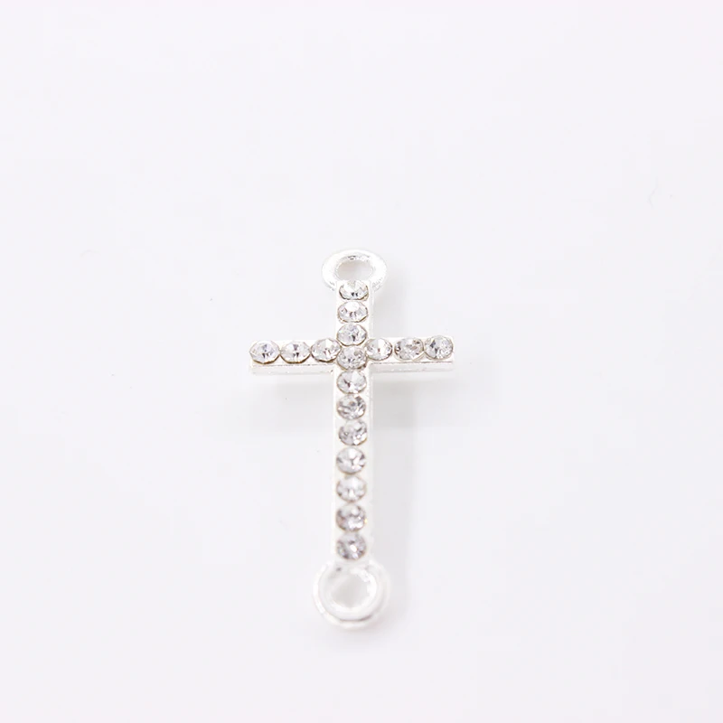 10 шт. серебристый цвет прозрачный Rhinestone Cross Коннекторы|Ювелирная фурнитура и