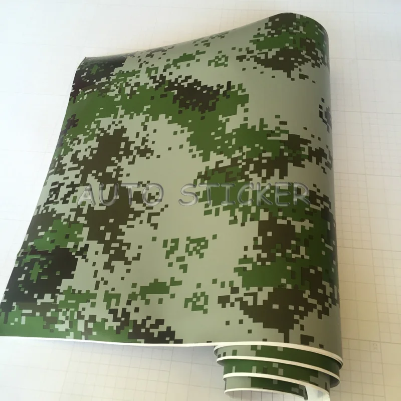 Цифровой Камуфляжный виниловый чехол армейского зеленого цвета 10/20/30/40/50*152 см