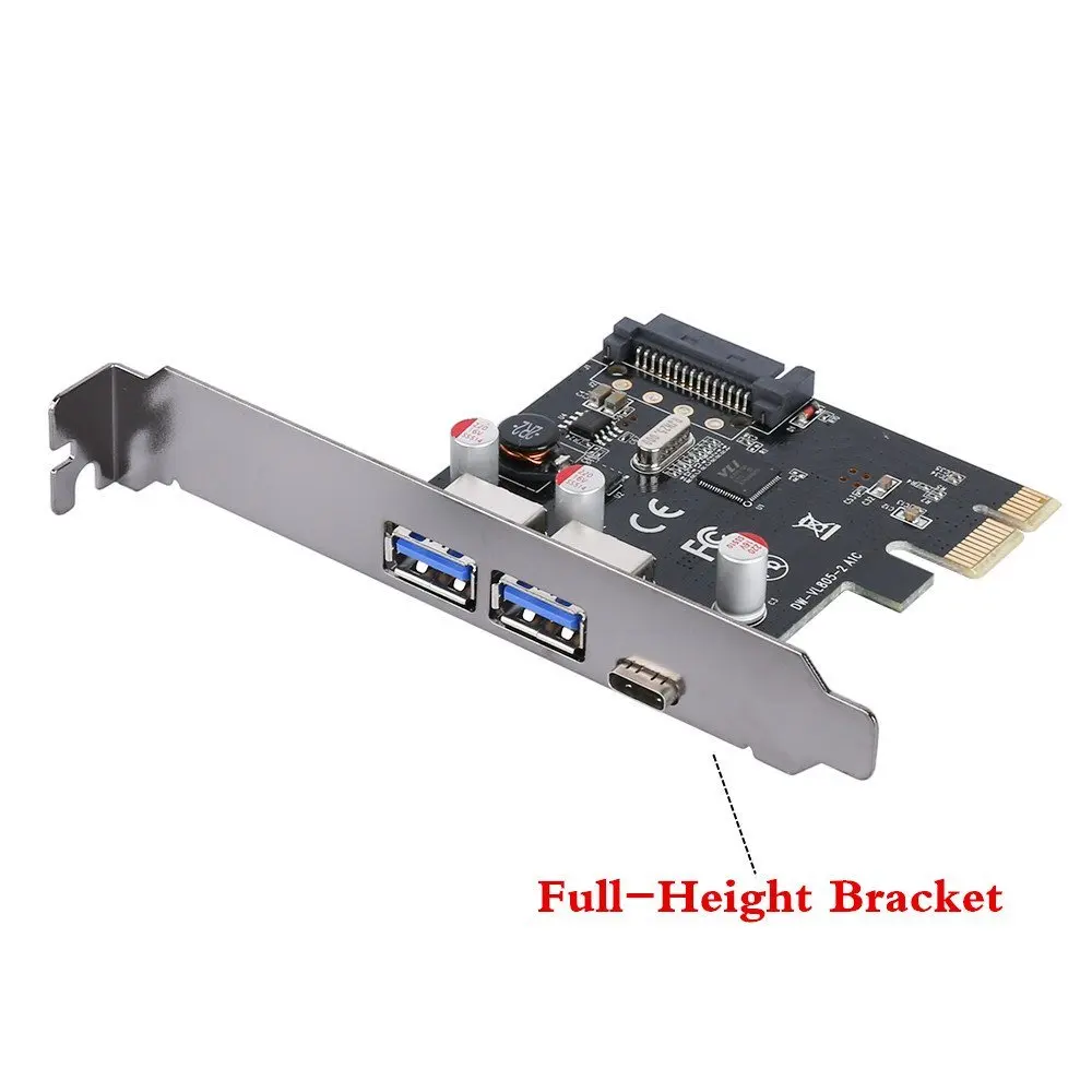USB 3.0 Type-C PCIe Плата расширения PCI-e к 1 Type C и 2 A 3 адаптер PCI Express контроллер