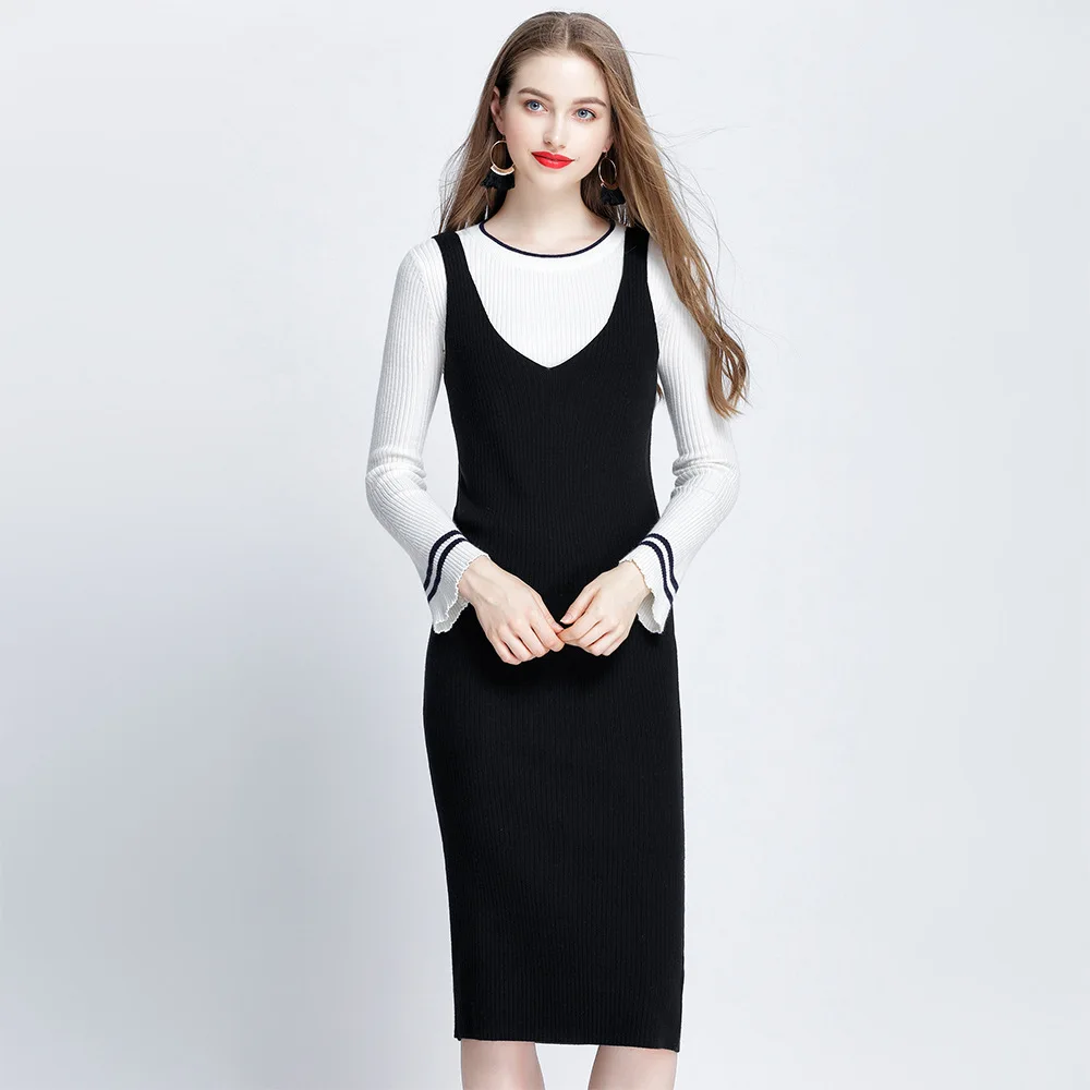 Casual Womens Sweaters Fashion 2018 Bodycon Pullover Long Sweater Women Autumn Winter Cardigan Knitted Elastic Dress | Женская одежда