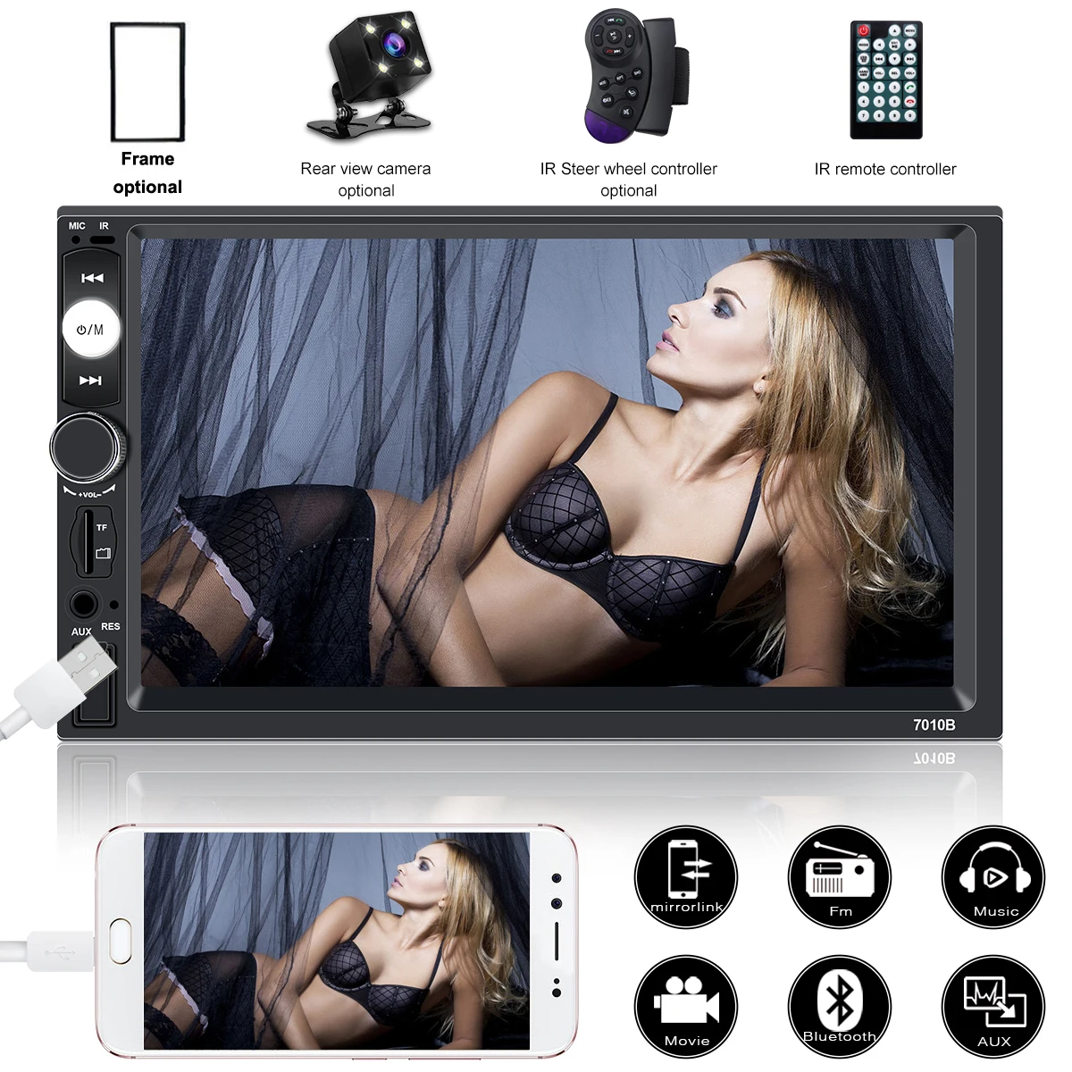7010B Авторадио 2 din автомагнитола 2Din 7 &quotHD сенсорный экран мультимедийный плеер 12 в