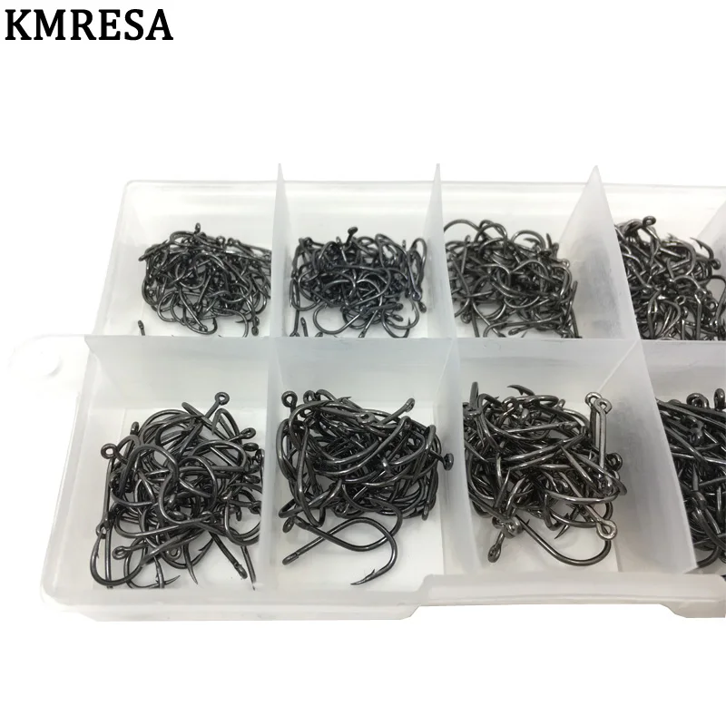 

500pcs / set mixed size Fishing Hook # 3 ~ 12 carbon steel carp fishhook Original box Jigging Bait hook Fishing tackle