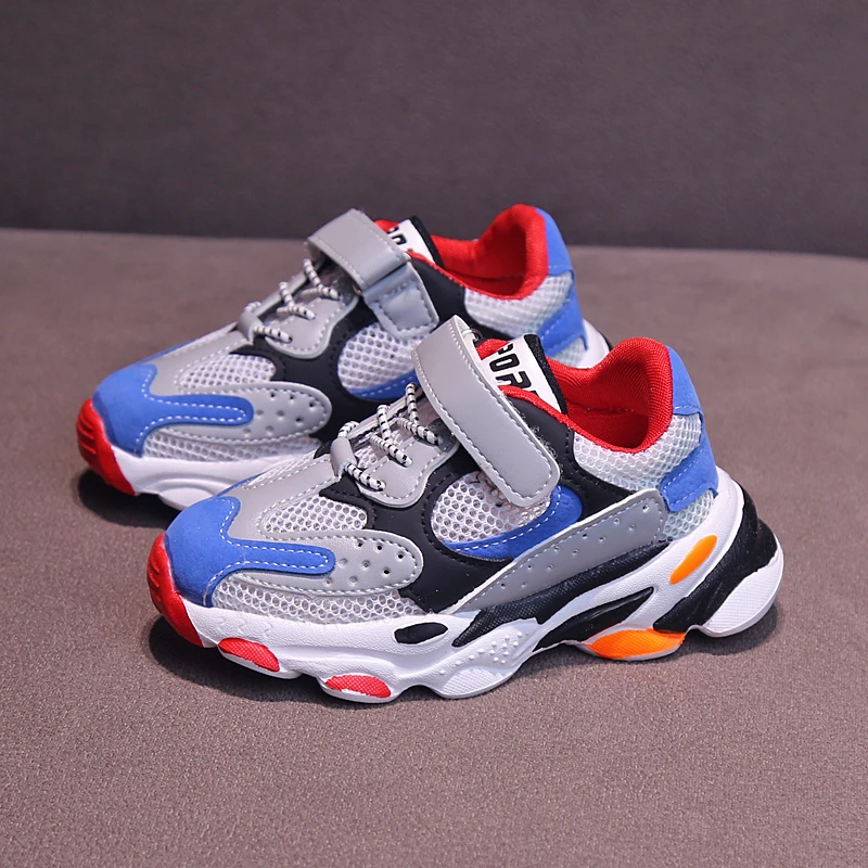 ULKNN Boys shoes autumn new Korean children's soft bottom breathable sports shoes girls mesh casual shoes big Kids baby - Цвет: blue
