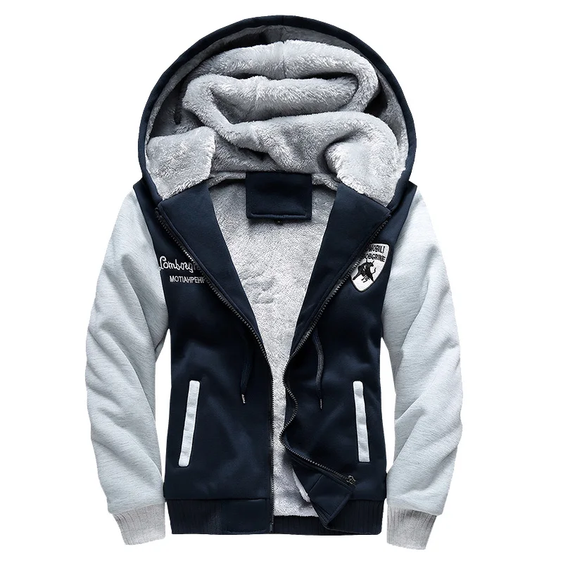 navyblue Модный утепленный свитшот зимнее пальто с капюшоном мягкий свитшот из искусственного меха пальто для больших мальчиков мужская верхняя одежда - Цвет: navyblue