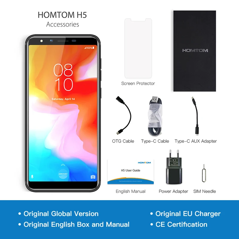 Глобальная версия HOMTOM H5 Android 8 1 мобильный телефон с четырёхъядерным процессором 5