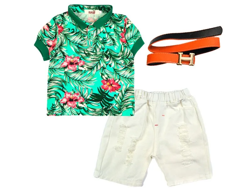 2018 2-6 Age Boy Brand Set Summer for Children Clothing Sets Baby Boys T Shirts+shorts+belt 3pcs Pants Sports Suit Kids Clothes |