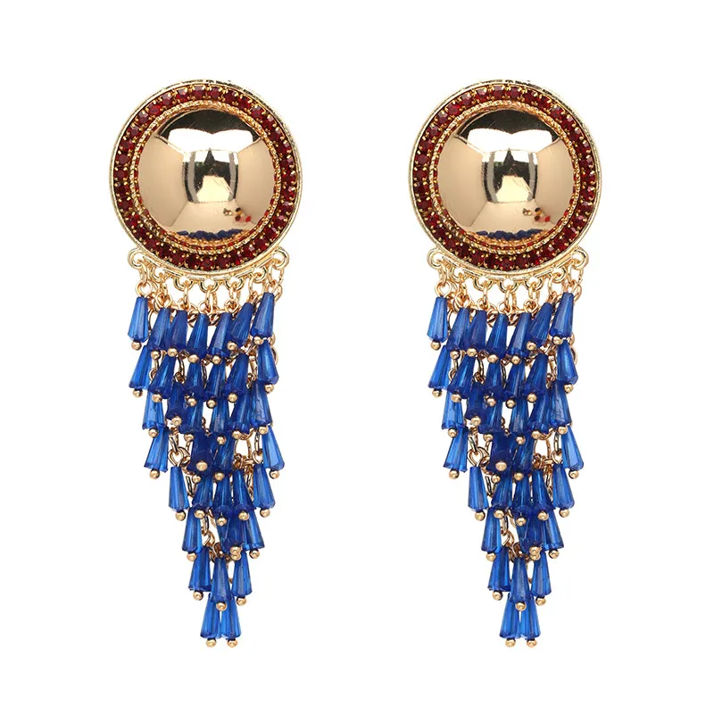Blue JURAN Bohemia Tassel бусы серьги-подвески для женщин Висячие Подвески Серьги массивные модные ювелирные изделия - Окраска металла: Blue