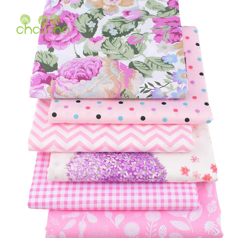Серия розовых цветов Chainho саржевая хлопчатобумажная ткань с принтом для пэчворка
