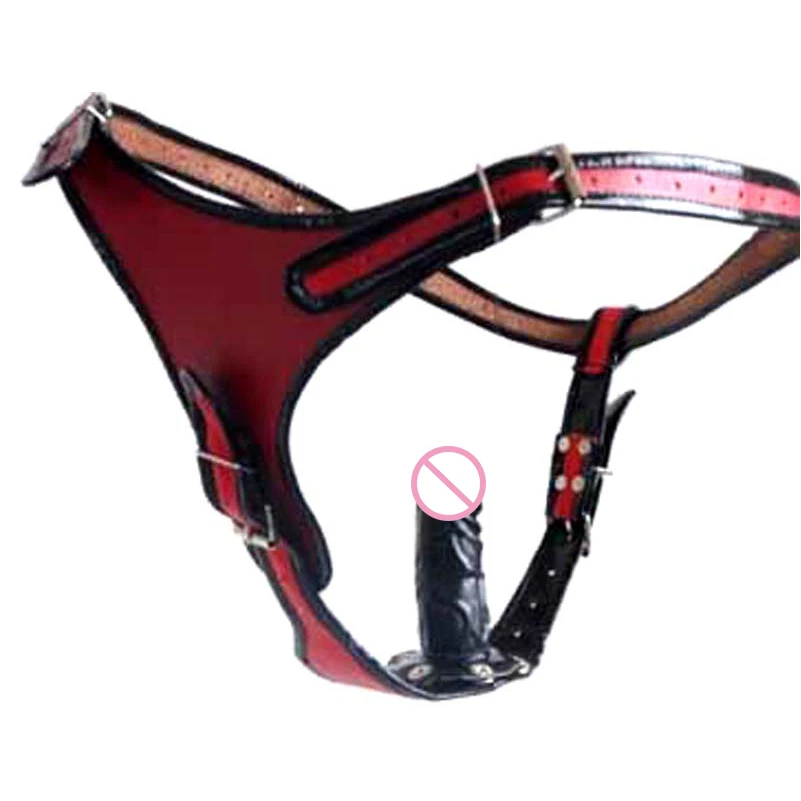 Пояс верности с анальной пробкой мягкий фаллоимитатор на кожаном ремешке из ПВХ