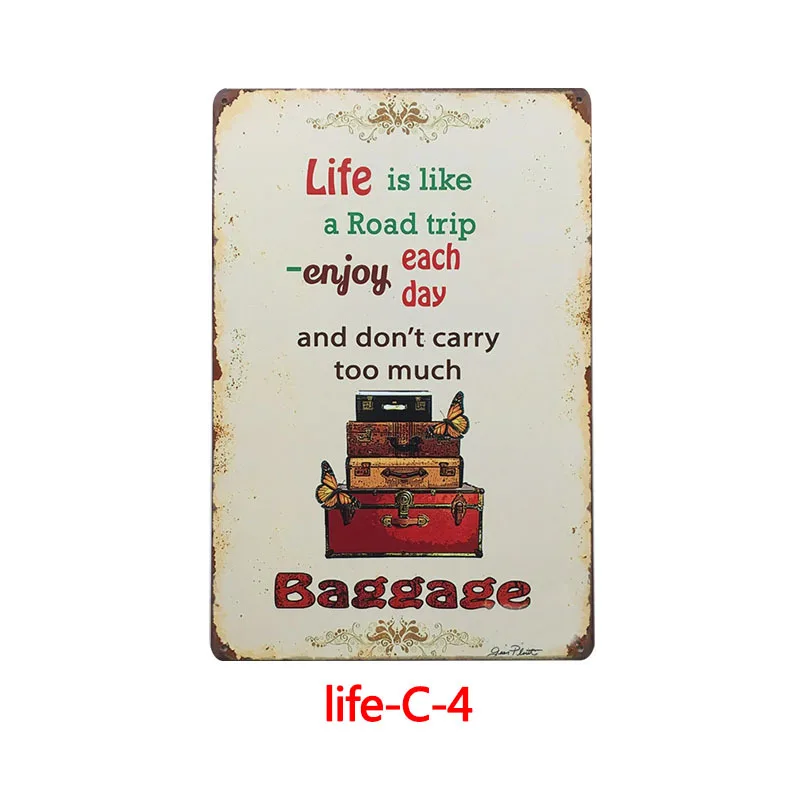 New Happy Life Metal Plaque Vintage Tin Sign Home Bar Office Decor Work Hard Plates Art Poster Gift | Дом и сад