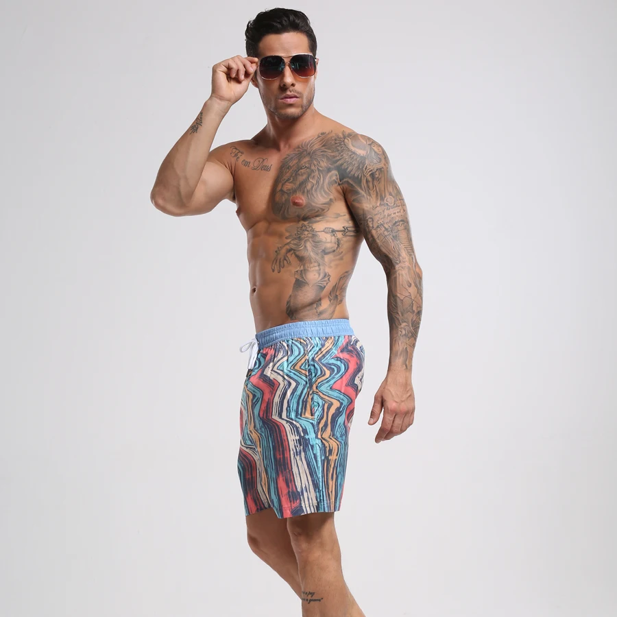 

Summer Mens Board Beach surfing swimming Shorts Sweatpants wave print Maillot De Bain Sport Bermuda Swimwear Quick Drying
