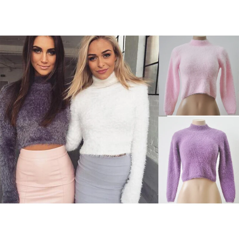 2016 Осень Новые Моды для Женщин Дамы Сексуальная Длинным Рукавом Вязать Свитер