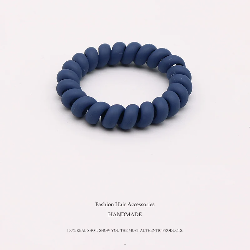 Navy Blue 3,8 см, матовая цветная телефонная линия, Высококачественная эластичная лента для девочек, цветные эластичные резинки для волос, детский конский хвост, держатель для волос - Цвет: Navy Blue