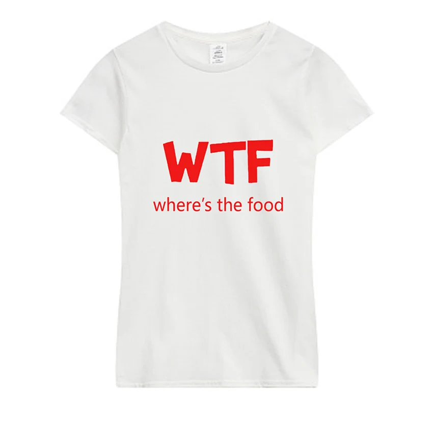 Женская футболка с буквенным принтом WTF укороченная майка круглым вырезом и