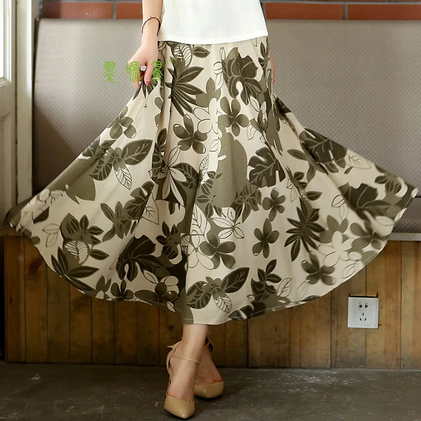 

Shanghai Story Top Quality Blend Linen Long shirt casual Skirt Spring Summer Skirts Chinese Style Bohemian Skirts