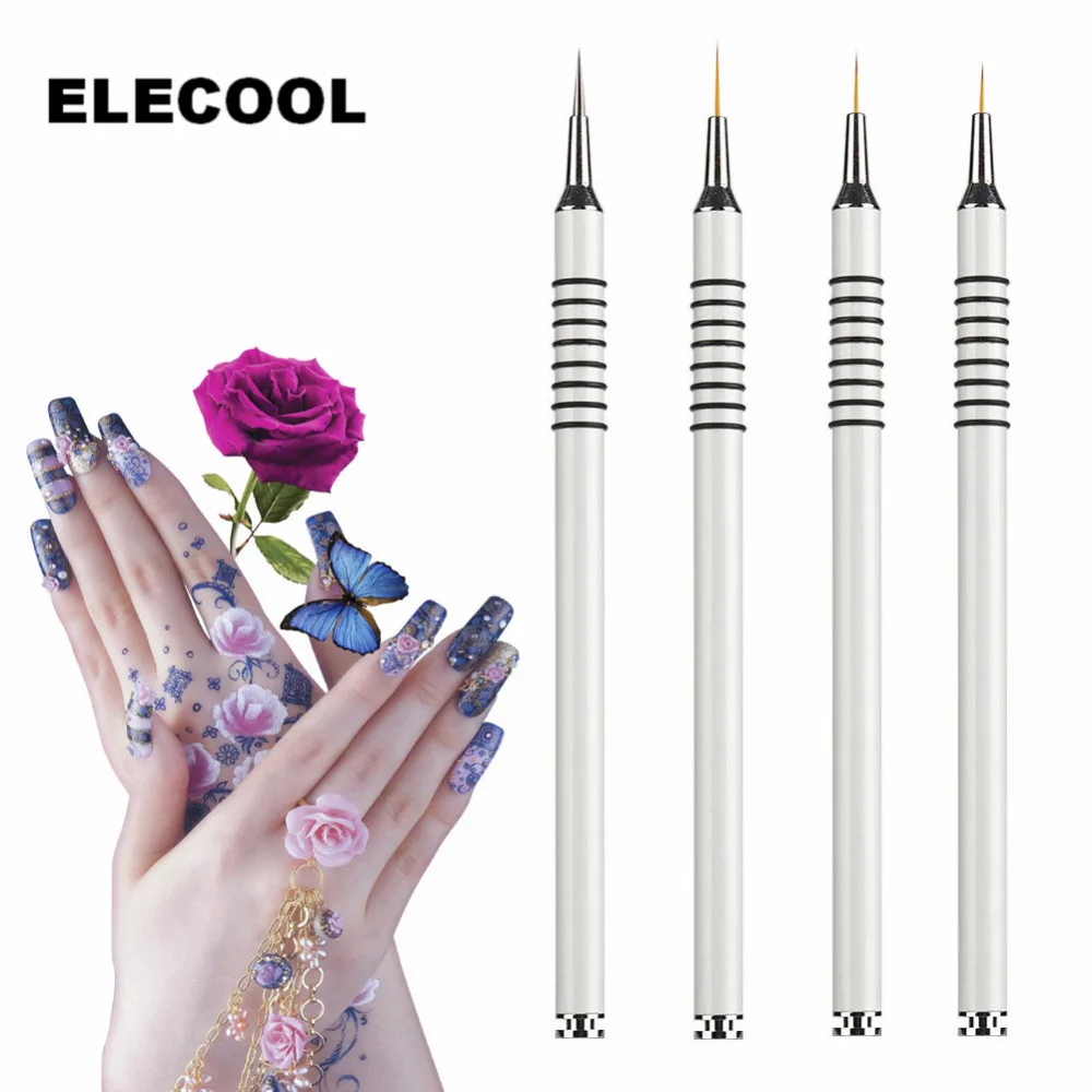 ELECOOL 4 стиля кисть для подводки ногтей УФ гель дизайна ручка рисования