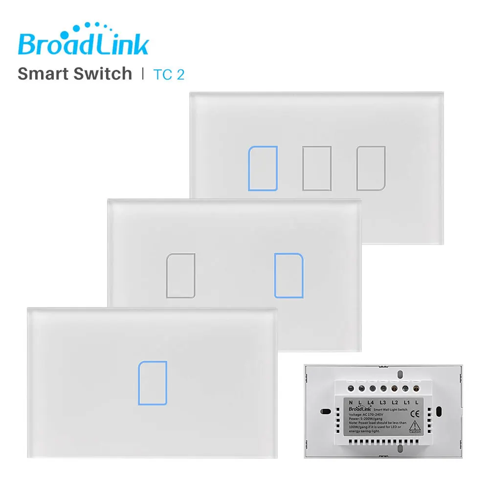 Broadlink TC2 US/AU сенсорный выключатель света 1 2 3 банды RF433 опция беспроводного