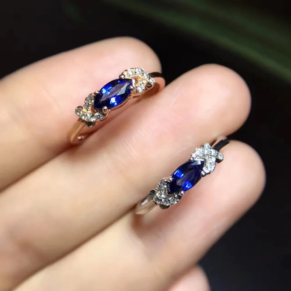 2017 кольца Qi Xuan_Dark Blue Stone простой и элегантный Ring_S925 твердый серебряный модный
