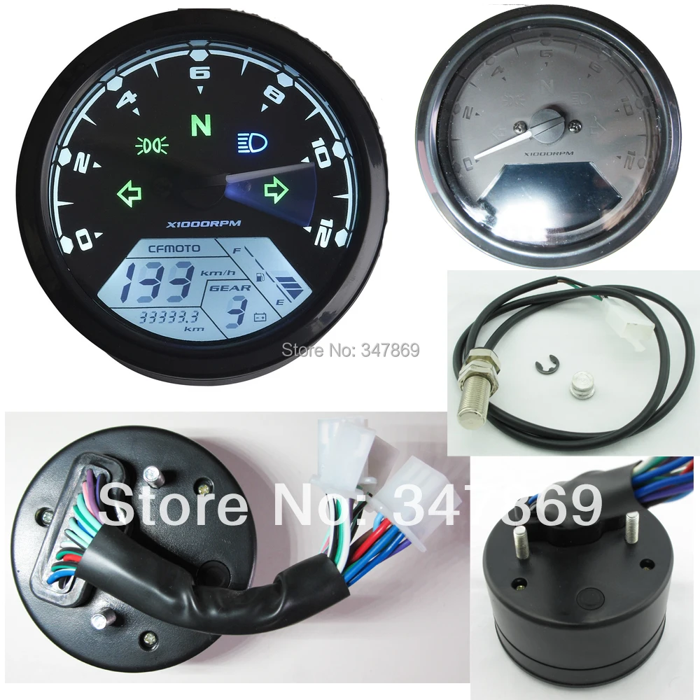 12000 RMP kmh/mph LCD Digital Odometer Speedometer Tachometer Gear indicator Motorcycle Motor Dirt Bike Scooter Golf Carts ATV | Автомобили