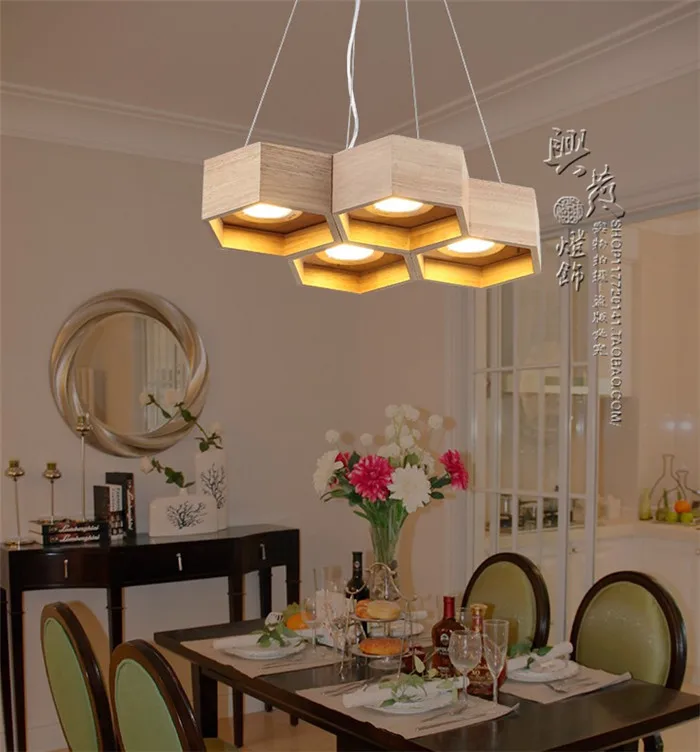 Твердый деревянный светодиодный подвесной светильник скандинавские столовые