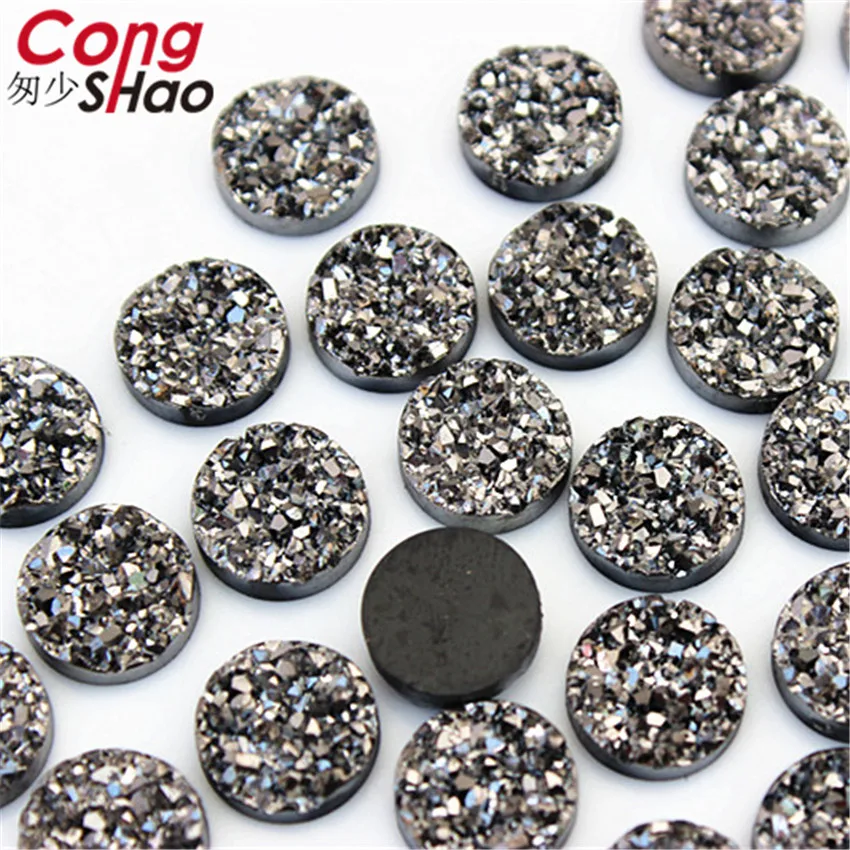 Bling AB Цвет 50 шт. 12 мм вогнутая минеральная поверхность круглые полимерные Стразы плоский с оборота камень Кабошон DIY Свадебные украшения 8Y82