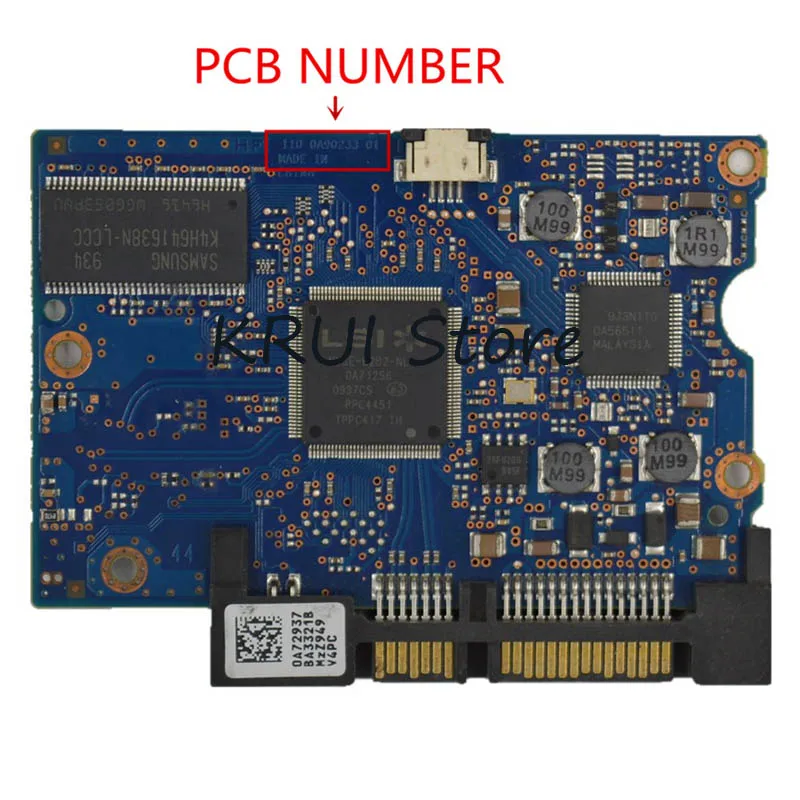 HDD PCB/материнская плата/номер платы: 110 0A90233 01 микросхема основного контроллера: 0A71256/наклейки: 0A72947/0A72944/0A72937