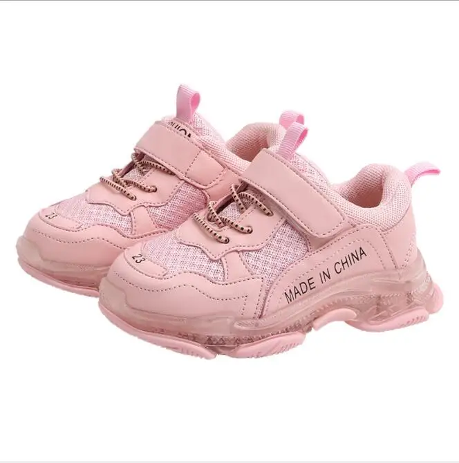 Pink Children's shoes autumn new arrive classic style crystal bottom candy color mesh breathable sports shoes - Color: Pink