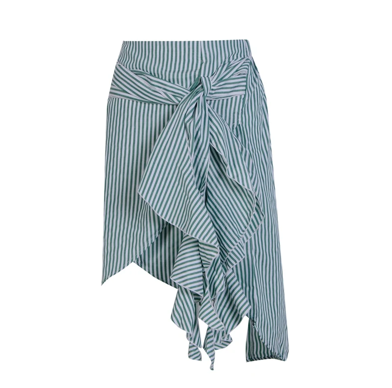 Женская Летняя асимметричная юбка пляжные вечерние мини юбки в полоску с