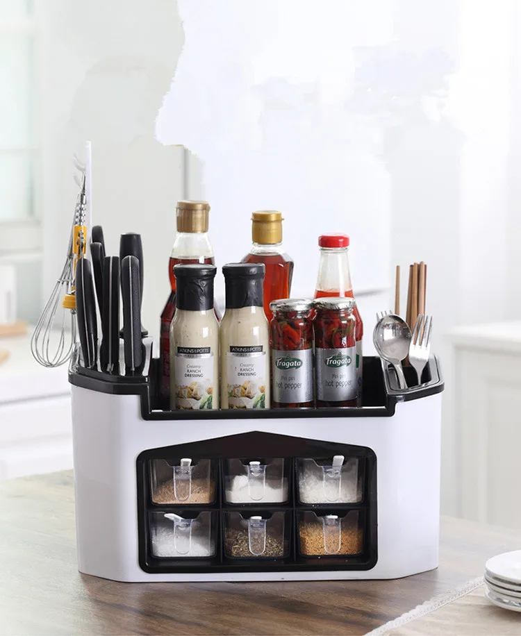 1 шт. многофункциональная полка для кухонных ножей вилок специй Пластиковая
