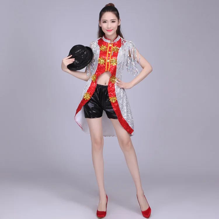 Новый современный танцевальный костюм для взрослых модный с блестками сцены
