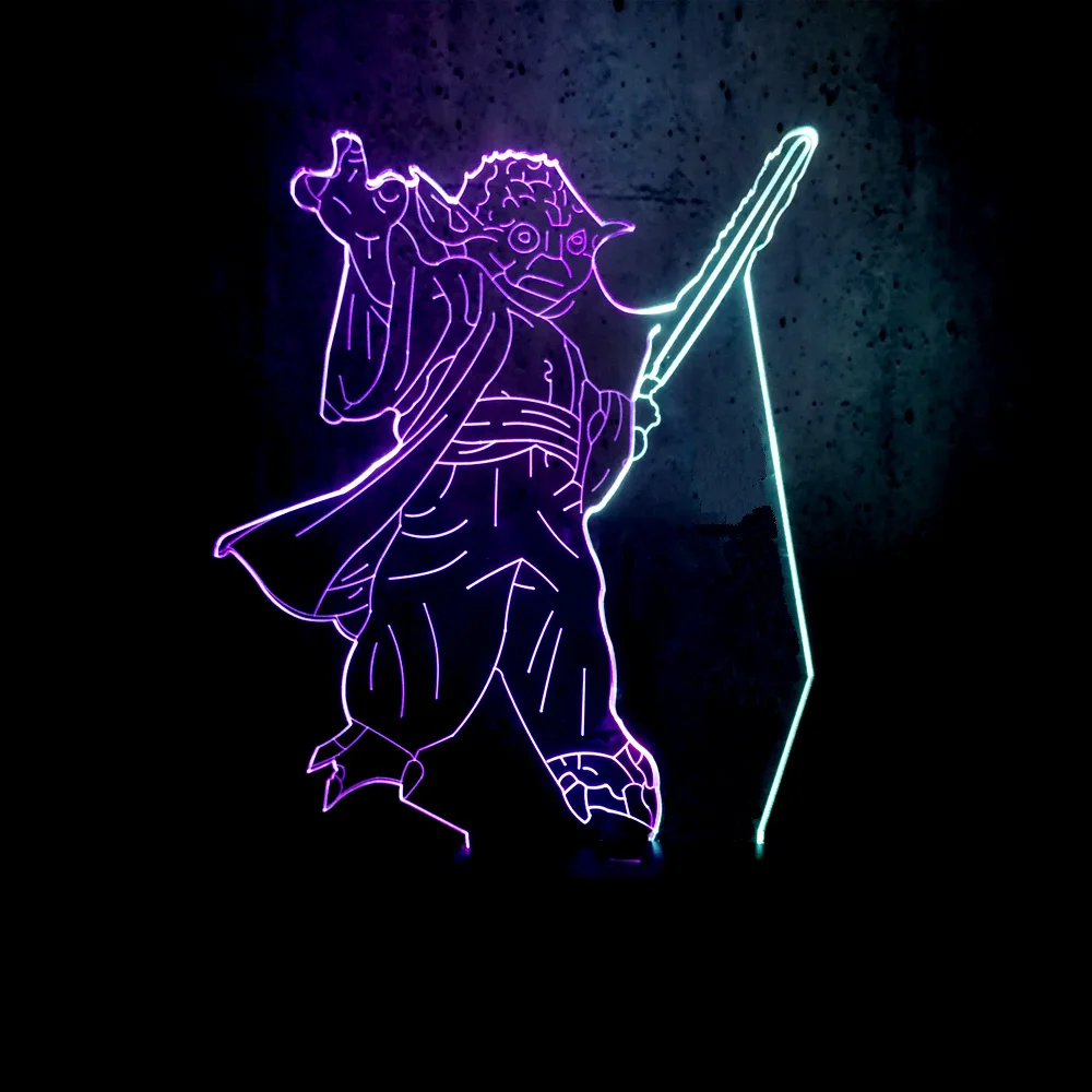 Новинка 3D лампа мультфильм Звездные войны йода лидер меч разные цвета