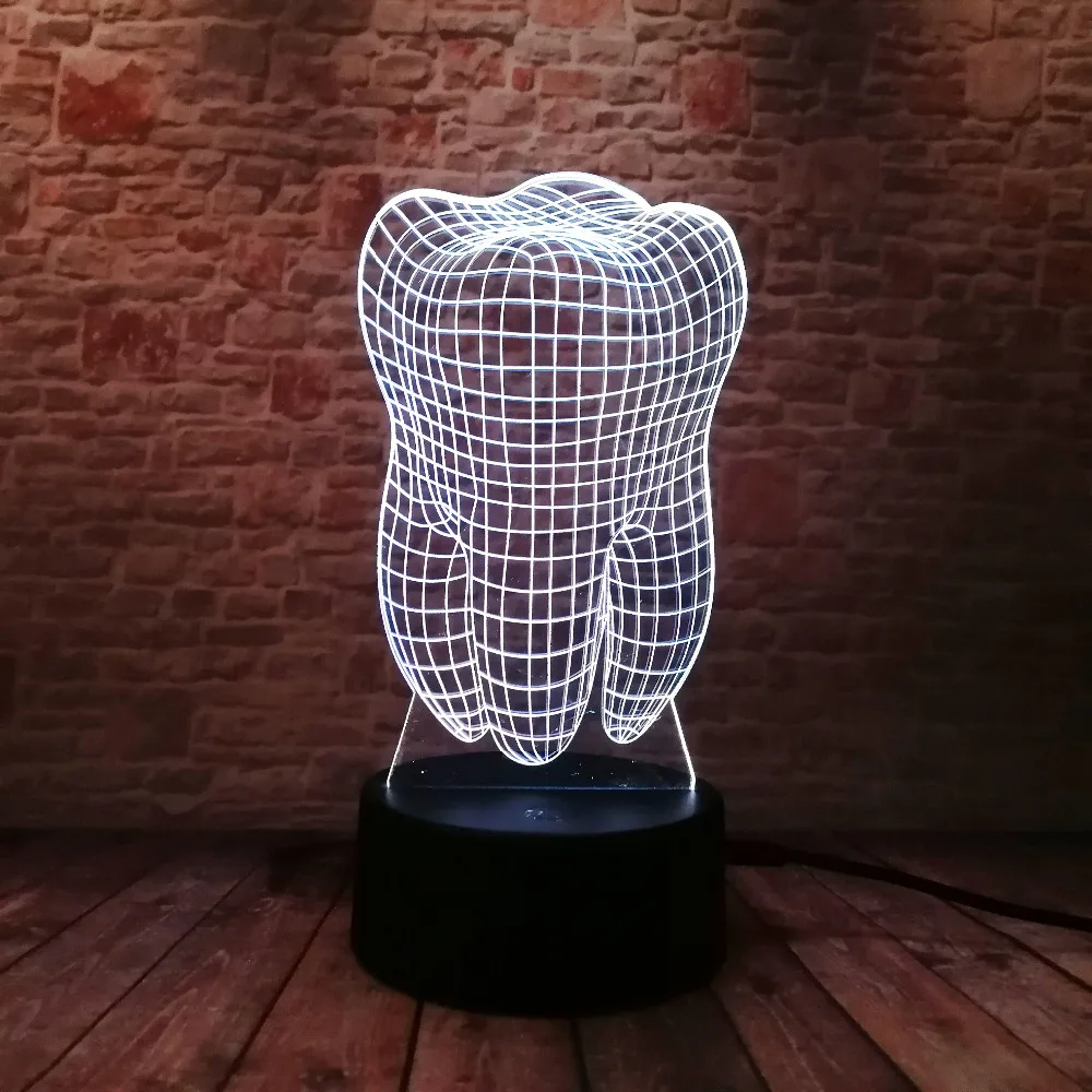 Новая Фантастическая Иллюзия зуб 3D светодиодный ночник цветная детская спальня