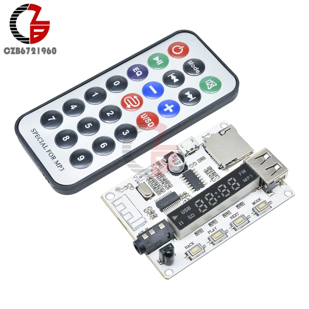 Цифровой светодиодный дисплей беспроводной Bluetooth FM MP3 декодирующая плата TF Micro SD карта аудио звуковой модуль с инфракрасным пультом дистанционного управления