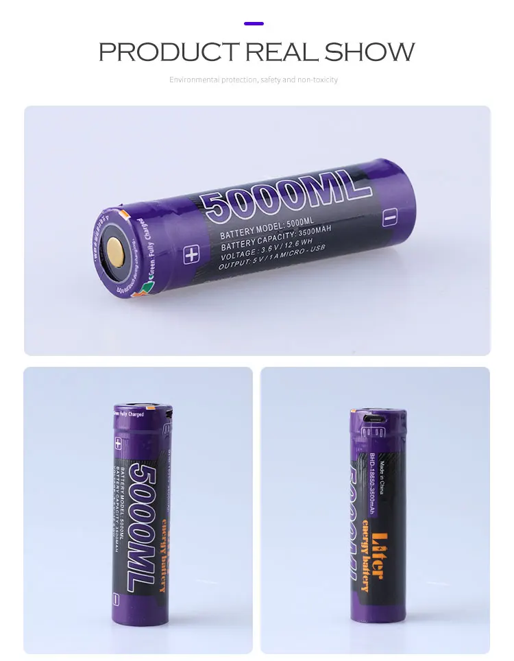 USB 5000 мл литий-ионная аккумуляторная батарея USB 18650 3500mAh 3,7 V литий-ионная батарея+ USB провод