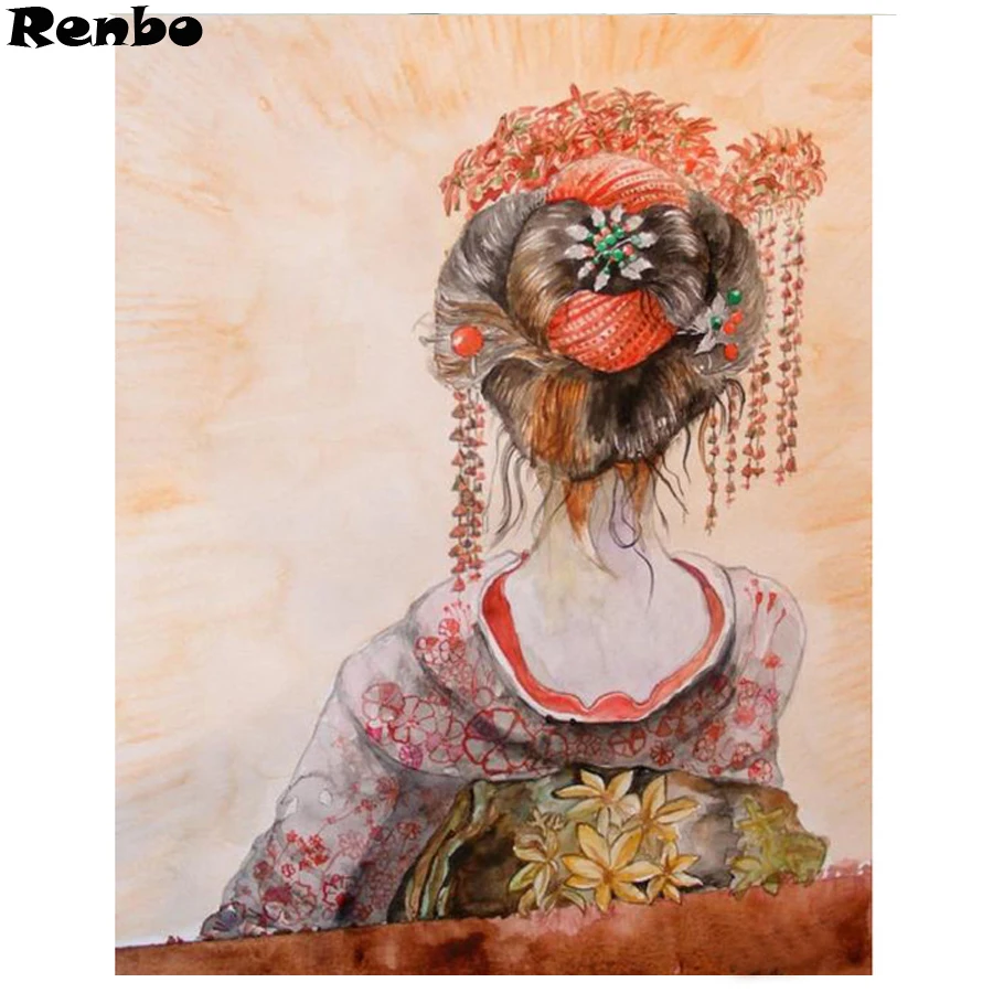 Алмазная картина 5D квадратная круглая для рукоделия японская Geisha Настенная Daimond