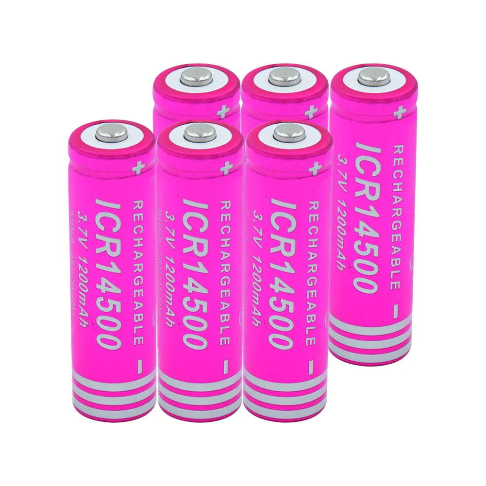 6 PCS 14500 литиевая батарея 1200mAh 3,7 V перезаряжаемая высокоразрядная высокотоковая батарея для Светодиодный фонарь-фонарик - Цвет: 6 PCS