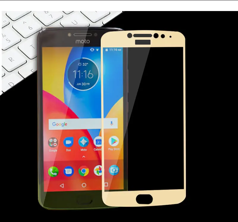 Полноэкранное защитное закаленное стекло для Moto E4 Plus, Защитная пленка для Moto E4 Plus 5,5 '', Защитное стекло для экрана, переднее стекло